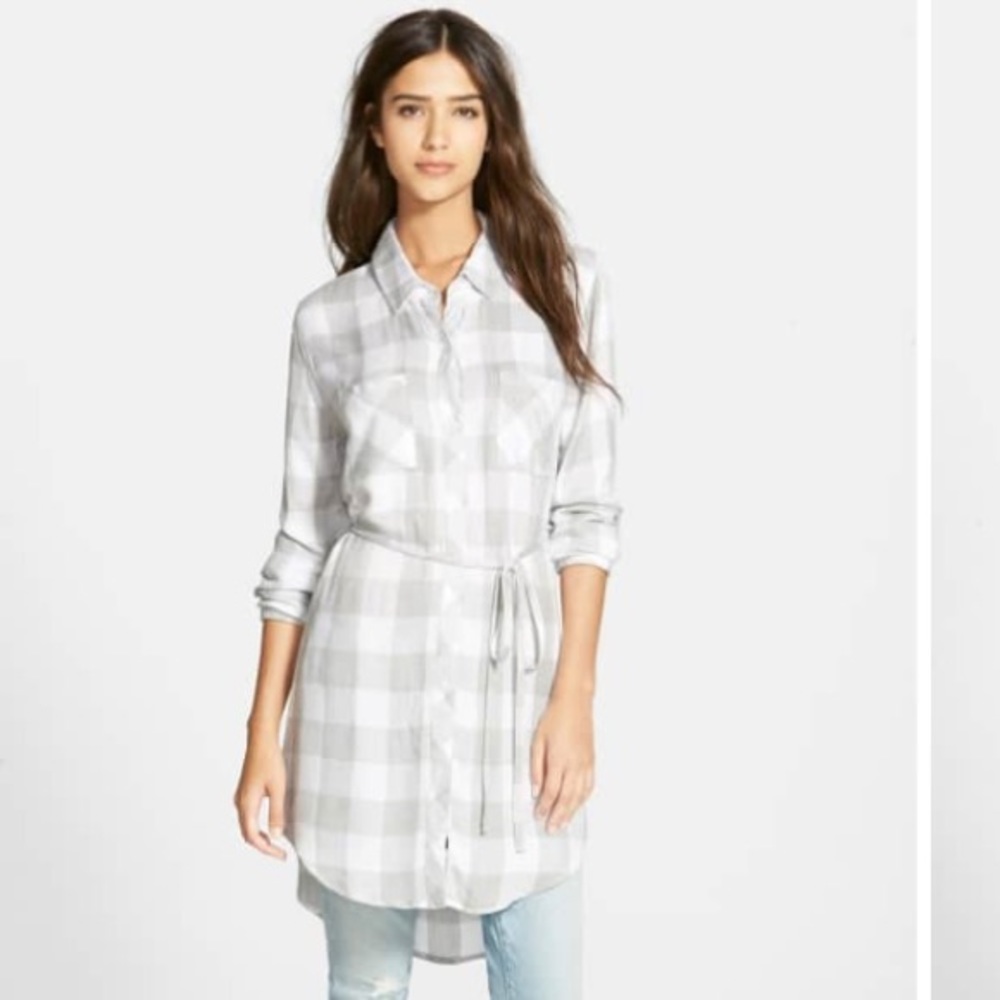 NEW Rails Grey White Plaid Shirt Dress